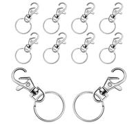20 Pcs Key Chain Rings Clips, 10 Pcs Swivel Lobster Clasps & 10 Pcs Keyrings with Split Rings, Silver Swivel Lobster Hooks & Key Ring Hoops for Keychain Lanyard DIY Craft Handmade Pendant Accessories