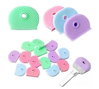 20 Pcs Key Covers Caps, Soft Silicone Key Identifiers Covers with Textured Grip for Steady Grip, Stretchy Key Caps for Standard House Keys (Not Suitable for Odd-Shaped Keys), 4 Colors