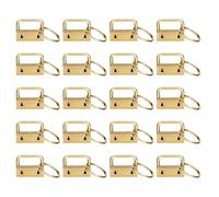 20 Pcs Key Fob Hardware Set, 1 Inch (25mm) Metal Tail Clip with Split Rings, Wristlet Clamp Kit for Making Lanyards, Keychains, Webbing Straps & DIY Craft Projects