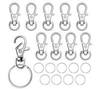 20 Pcs Keyring Rings Kit,10 Pcs Swivel Lobster Clasps and 10 Pcs Keyrings with Split Rings,for Keychain Clip Lanyard,DIY Craft and Handmade Accessories of Jewellery (Silver)