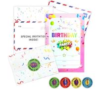 20 Pcs Kids Birthday Party Invitations,Childrens Party Invites Cards,Personalized Birthday Party Invitations for Girls, with Folding Envelope Design and Thank You Stickers