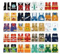 20 Pcs Kids Dress up Vests Set, Community Helper Cosplay Costumes Bulk, Toddlers Role Play Career Clothes for Halloween Pretend Farmers Doctor Fireman Police Nurse Postman
