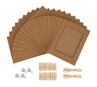 20 PCS Kraft Paper Photo Frames 4x6 Craft Picture Frames with Flax String and Clips, Cardboard Photo Frames for Home Wall Décor, Hanging Photo Display Frames for Home, College, Office