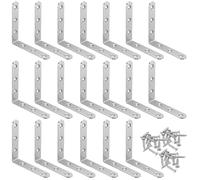 20 Pcs L Bracket Corner Braces 4 Inch Stainless Steel L Bracket Heavy Duty Shelf Bracket for Wood Shelves, Wall Hanging Support 90 Degree Joint Right Angle Brackets with Screws