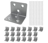 20 Pcs L Right Angle Brackets 31 x 31 x 38 x 1.5mm Corner Bracket Stainless Steel Metal Sleeper Brackets with Screws for Fixing and Repairing Wood Furniture