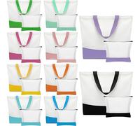 20 Pcs Large Blank Canvas Tote Bags and Makeup Bags Set, Blank Reusable Grocery Bags with Handles, Wide Canvas Bag Cosmetic Bag for DIY Decorating Crafting Painting Shopping Halloween