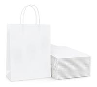 20 Pcs Large White Paper Bags, 120 GSM Kraft Party Gift Bags with Twist Handles for Kids Adults Party Favor Birthdays Sweet Christmas Baby Showers Weddings Retail (21x8x15cm)