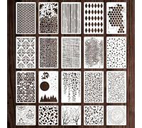 20 Pcs Leaf Tree Brick Striped Background Pattern Stencils,Reusable Geometric Brick Stencil for Crafts,Stencils for Painting,Texture Stencil for Painting on Walls Furniture Floor Decor DIY Supplies