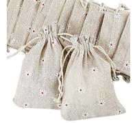 20 Pcs Linen Drawstring Bags, 10x14 cm Cotton Fabric Gift Bags - Small Hessian Gift Sacks for Christmas, Weddings & Parties