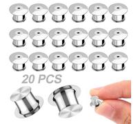20 Pcs Locking Pin Back, Metal Locking Backs Pin Locks Locking Pin Keepers Locking Clasp Lapel Pin Backs, No Tools Required Replacement Pin Backs Clasps for Jewelry Brooches Badge Name Tags(Silver)