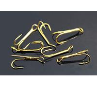 20 pcs/lot Bronze Color Fly Tying Hook Strong Double Claws Salmon Trout Fly Fishing Barbed Duplex Hooks Size 8# 12# (12)