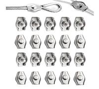 20 Pcs M3 Wire Rope Clamp, Simplex Bolt Wire Clip Suitable for 1/8 Inches-Diameter Ropes, 304 Stainless Steel Cable Clamps for Guy Line Metal Fence Antenna Clothesline(Silver)