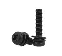 20 Pcs M4x10mm Black Metal Bolts and Washer, Cross Round Head Zinc Plating 304 Stainless Steel Bolts Screws, Fasteners Bolts for Plastic Wood Furniture and Drywall