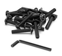 20 Pcs M6 Bolts, M6 x 30mm Flanged Button Head Socket Bolts Screws | Stainless Steel 304, Allen Socket Drive, Black Finish with Hex Spanner