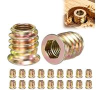20 PCS M8 x 13mm Screw-In Threaded Inserts, Hex Socket Zinc Plated Carbon Steel Insert Nuts, Heavy Duty Wood Plastic Furniture Repair Fasteners with Matching Hex Wrench & Storage Box