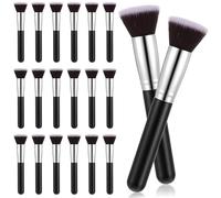 20 Pcs Makeup Brushes Bulk, Flat Top Foundation Brush Bulk, Liquid Cream Powder Foundation Contour Blush, Eye Shadow Blending Liner Make up Kit for Wedding Artist (Black)