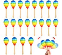 20 PCS Maracas, 7.9 Inches Multi-Colored Wooden Maracas, Lightweight Design Noisemaker Musical Fun Party Favor for Adult Mexican Party Props Birthday Carnival