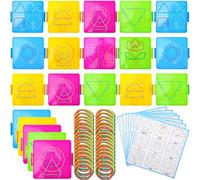20 Pcs Mathematical Manipulative Material Geoboard Plastic Double Sided Geoboard Plastic Graphical Geo Board for Kindergarten Geometric Shape Learning Toys ,4 Colors