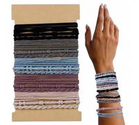 20 Pcs Mauve Mix Boho Hair Ties for Women, Braided Elastic Ponytail Holders and Wrist Bracelets, Soft Nylon Cotton Hair Bands for Thick Thin Curly Long Short, 4 Styles