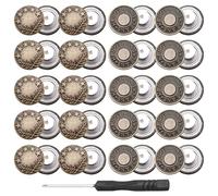 20 PCS Metal Jeans Button, 17mm Adjustable Buttons for Jeans, No Sew Jeans Buttons Replacement, Waist Tightener Clips with Screwdriver for Jeans, Shoes, Hats, Bags, Jackets, DIY Projects