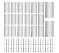 20 Pcs Metal Mending Plates for Wood, Metal Flat Brackets for Wood, Stainless Steel Flat Straight Repair Mending Brace Brackets for Furniture Fence Post and Timber Joining Fixing Bracket(80x40 mm)