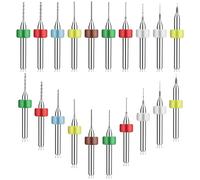 20 Pcs Micro Drill Bit Set Micro Drill Bits Tungsten Steel PCB Print Circuit Board Flute CNC Router Bits Shank for Rough Stone Jewelry Punching Engraving (0.1-1.0 mm)