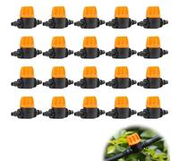 20 Pcs Micro Irrigation Fittings,Drip Barb Valve Shut Hose System Water Parts Valves Control Line Adjustable Fittings Tubing Watering Barbed Connector End Faucet Shut-Off Tool,for Garden Pipe Fitting