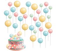 20 PCS Mini Balloons Cake Topper, Colorful Balls Cupcake Topper Happy Birthday Cake Insert Pick DIY Pile Up Insert for Wedding Birthday Party Baby Shower Cake Decoration