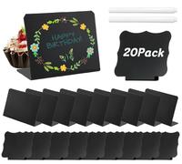 20 Pcs Mini Chalkboard Signs, Food Labels for Buffet, L-Shaped Mini Chalk Board, PVC Small Blackboard, Scalloped Basket Label Clip with 2 White Erasable Markers, Suitable for Christmas, Weddings