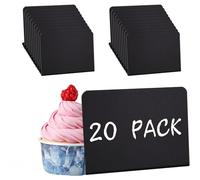 20 Pcs Mini Chalkboard Signs, Small Black Chalkboard Signs for Labeling, Table Top Menu Blackboard with Base, Message Tabletop Board for Food Pricetags Weddings Party Bakery, 10 x 7.5cm