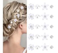20 Pcs Mini Flower Hair Clips, Tiny Cute Claw Clips with Pearl and Rhinestone Decoration, Lily Flower Small Hair Accessories for Women Girls Party Wedding Daily (Mixed)
