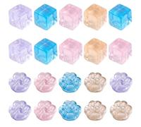 20 PCS Mini Ice Cube and Cat Paw Squeeze Set, Soft Squishy Cube Sensory Accessory, Portable Stress Relief Cubes, Paw Shaped Ornament, Ideal for Party Favors and Friend
