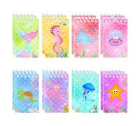 20 Pcs Mini Notebooks, Ocean Beauty Bulk, 8 Designs Small Pocket Journals, Spiral Under the Sea Party Favors, Goodie Bag Stuffers, Rewards