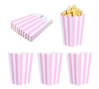 20 Pcs Mini Popcorn Boxes, Pink Small Popcorn Bags, Striped Paper Cardboard Candy Container, 4.72X2.75In Popcorn Bucket, for Party, Birthday, Film Night, Carnivals, Sleepover Treats