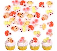 20 Pcs Mushroom Cupcake Toppers Mushroom Cake Decoration for Woodland Theme Baby Shower Spring Summer Party Decor Supplies