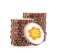 20 PCS Natural Wood Slices for Crafts, 8-10 cm Unfinished Wood Rounds with Bark, Rustic Wooden Discs for DIY Painting, Pyrography, Wedding & Christmas Decorations