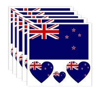 20 PCS New Zealand Flag Tattoo,New Zealander Banner Tattoos Decoration Decal, Rectangle Heart Waterproof Sticker for Party Parade