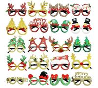 20 PCS Novelty Christmas Glasses Frames,Christmas Glitter Party Eyeglasses ,Xmas Costume Party Glasses Frame Props for Kids Adults to Wear for Holiday Party Favors Gift Create Joyful Atmosphere