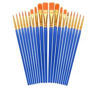 20 PCS Nylon Hair Paint Brushes Set - Flat Art Brushes for Watercolor Oil Acrylics, Face Nail Art, Decorations Models Figurines - Deep Blue