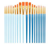 20 PCS Nylon Hair Paint Brushes Set - Flat Art Brushes for Watercolor Oil Acrylics, Face Nail Art, Decorations Models Figurines - 10 navy Blue & 10 sky blue