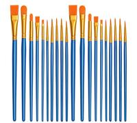 20 PCS Nylon Hair Paint Brushes Set - Flat Art Paintbrushes for Kids & Adults, Multi-Purpose Brushes for Face Nail Art, Watercolor Oil Acrylics, Decorations, Models & Figurines (Sky Blue)