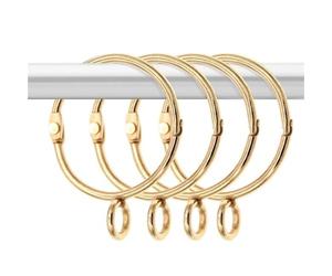20 Pcs Openable Gold Curtain Rings Open And Close Metal Rustproof Drapery Loops With Eyelet For Hook Pins (1.5 Inch)