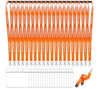 20 PCS Orange Contractor Visitor Lanyards with 20 ID Card Holders Breakaway Safety Lanyard Neck Strap for ID Card Holder Pull Quick Release Design Safely Separate Orange Lanyards