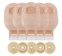 20 PCS Ostomy Supplies Colostomy Bags, Two Piece Drainable Pouches with Closure for Ileostomy Stoma Care, Cut-to-Fit, 60mm Max (15 x Ostomy Bags+ 5 x Skin Barrier）