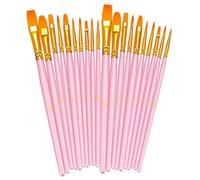 20 Pcs Paint Brush Set, Small Paint Brushes, Nylon Professional Artist Paint-Brushes for Acrylic Painting, Oil-Painting, Watercolor Painting, Face-Painting, Artists, Adults,Kids,Different Sizes(Pink)