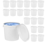 20 PCS Paint Buckets with Lids, 1 L Plastic Paint Can with Screw Lid, 1/4 Gal 2 Pint Cylinder White Empty Storage Containers for Paint Liquids for Home, Office, Commercial Use