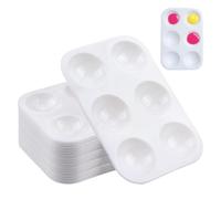 20 Pcs Paint Mixing Palette Tray, Mini Rectangular White Watercolour Palette with 6 Wells, Reusable Plastic Painting Palette for Painting Arts And Crafts Painting Craft Work Gouache| 8.3 X 12.0 cm