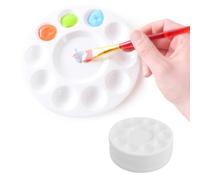 20 PCS Paint Tray Palettes, White Round Paint Palette with 10 Wells and 1 Central Reservoir, Plastic Pallets for Watercolor, Acrylic and Oil DIY Craft Professional Art Painting (16×16 cm)