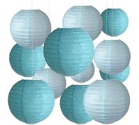 20 Pcs Paper Lanterns Party Decorations Sky Blue Light Blue Chinese Round Paper Lanterns 6/8/10 Inch Hanging Supplies Decorative for Birthday Party
