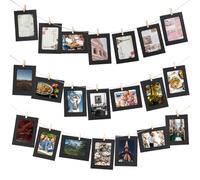 20 Pcs Paper Picture Frames 4x6 for Personalized Decoration, Easy-Install Paper Photo Frame, Photo Display with Wooden Clips and Ropes, Photos Banner for Home School Office Birthday Party Graduation